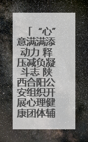 “心”意满满添动力 释压减负凝斗志 陕西合阳公安组织开展心理健康团体辅导活动