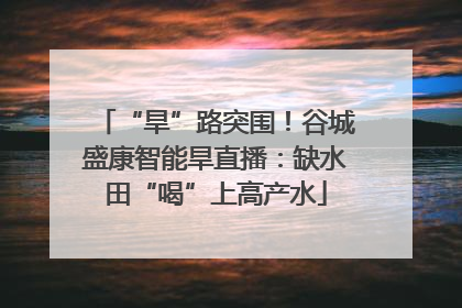 “旱”路突围！谷城盛康智能旱直播：缺水田“喝”上高产水