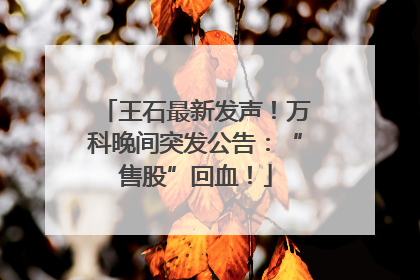 王石最新发声！万科晚间突发公告：“售股”回血！