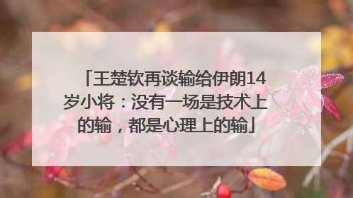 王楚钦再谈输给伊朗14岁小将：没有一场是技术上的输，都是心理上的输