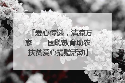 爱心传递，清凉万家——国聘教育助农扶贫爱心捐赠活动