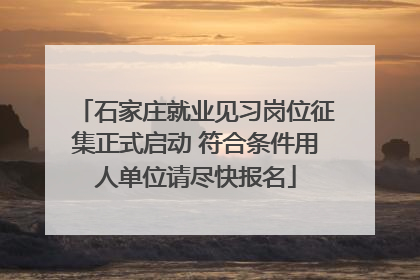 石家庄就业见习岗位征集正式启动 符合条件用人单位请尽快报名