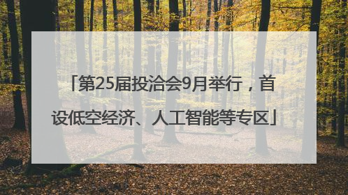 第25届投洽会9月举行，首设低空经济、人工智能等专区