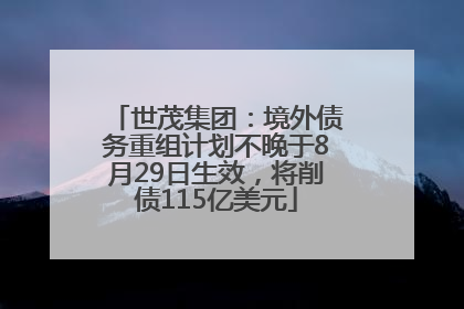 世茂集团：境外债务重组计划不晚于8月29日生效，将削债115亿美元
