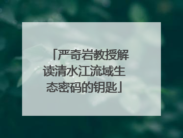 严奇岩教授解读清水江流域生态密码的钥匙