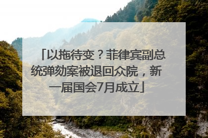 以拖待变？菲律宾副总统弹劾案被退回众院，新一届国会7月成立
