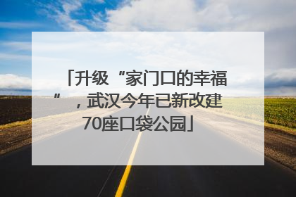 升级“家门口的幸福”，武汉今年已新改建70座口袋公园
