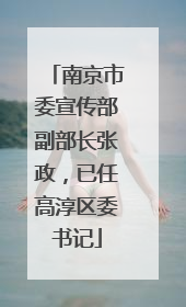南京市委宣传部副部长张政，已任高淳区委书记