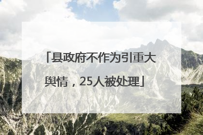 县政府不作为引重大舆情，25人被处理