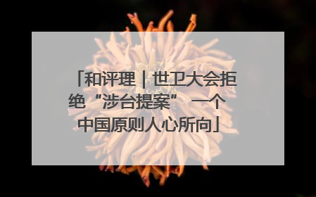 和评理｜世卫大会拒绝“涉台提案” 一个中国原则人心所向