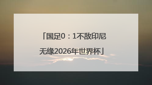 国足0：1不敌印尼 无缘2026年世界杯