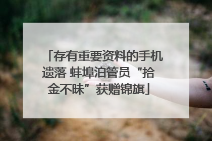 存有重要资料的手机遗落 蚌埠泊管员“拾金不昧”获赠锦旗