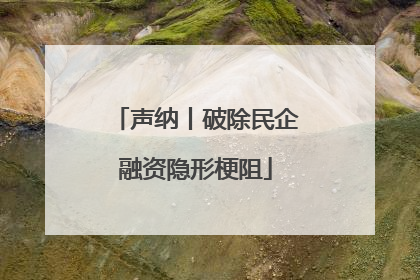 声纳丨破除民企融资隐形梗阻