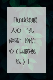 好政策暖人心 “孔雀蓝”增信心（国防视线）