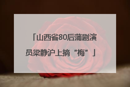 山西省80后蒲剧演员梁静沪上摘“梅”