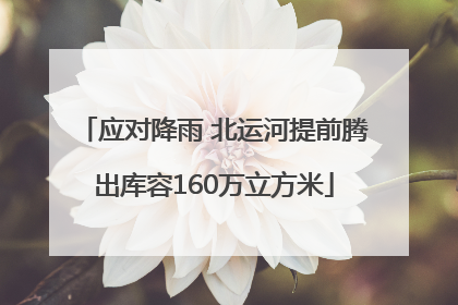 应对降雨 北运河提前腾出库容160万立方米