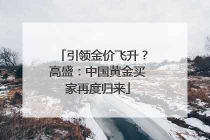 引领金价飞升？高盛：中国黄金买家再度归来
