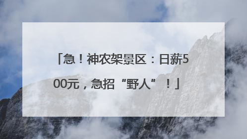急！神农架景区：日薪500元，急招“野人”！