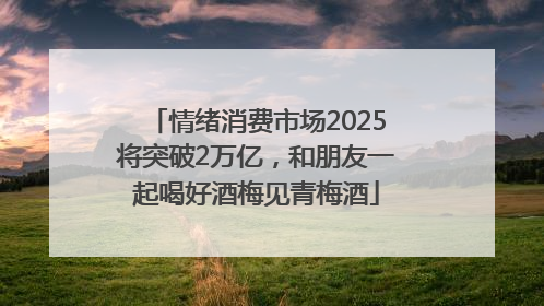 情绪消费市场2025将突破2万亿，和朋友一起喝好酒梅见青梅酒