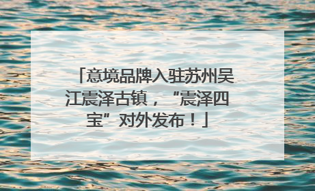 意境品牌入驻苏州吴江震泽古镇，“震泽四宝”对外发布！
