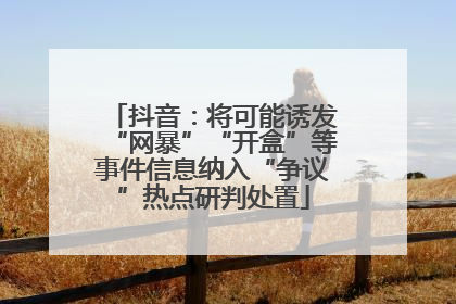 抖音：将可能诱发“网暴”“开盒”等事件信息纳入“争议”热点研判处置