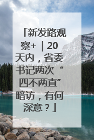 新发路观察+｜20天内，省委书记两次“四不两直”暗访，有何深意？