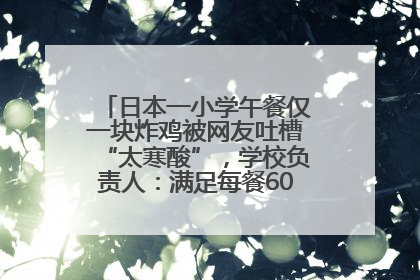 日本一小学午餐仅一块炸鸡被网友吐槽“太寒酸”，学校负责人：满足每餐600千卡的标准