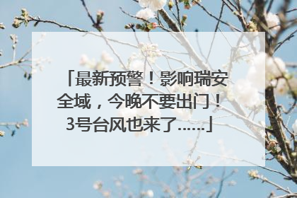 最新预警！影响瑞安全域，今晚不要出门！3号台风也来了……