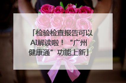检验检查报告可以AI解读啦！“广州健康通”功能上新