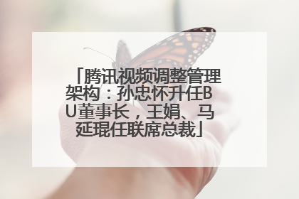 腾讯视频调整管理架构：孙忠怀升任BU董事长，王娟、马延琨任联席总裁