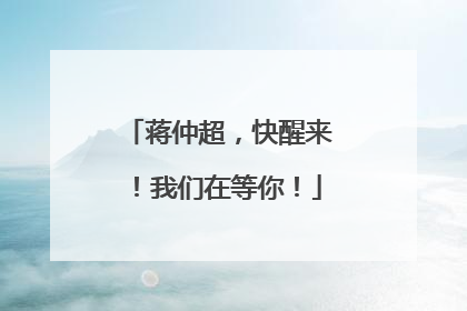 蒋仲超，快醒来！我们在等你！