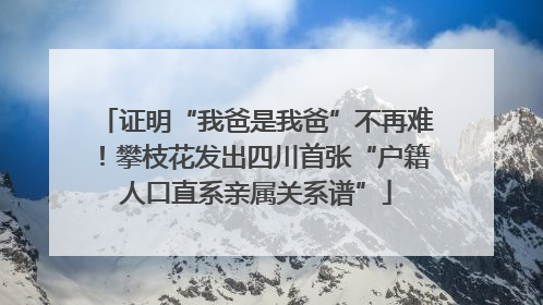 证明“我爸是我爸”不再难！攀枝花发出四川首张“户籍人口直系亲属关系谱”