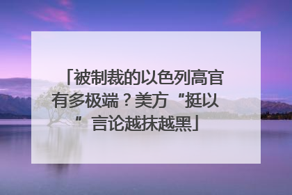 被制裁的以色列高官有多极端？美方“挺以”言论越抹越黑