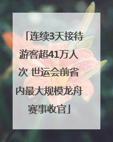 连续3天接待游客超41万人次 世运会前省内最大规模龙舟赛事收官
