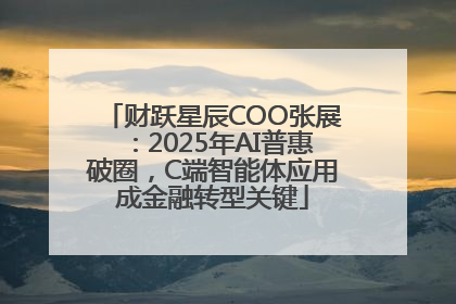 财跃星辰COO张展：2025年AI普惠破圈，C端智能体应用成金融转型关键