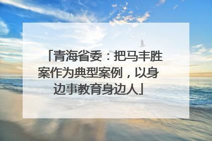 青海省委：把马丰胜案作为典型案例，以身边事教育身边人