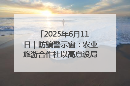 2025年6月11日｜防骗警示窗：农业旅游合作社以高息设局，集资380万