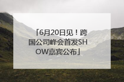6月20日见！跨国公司峰会首发SHOW嘉宾公布